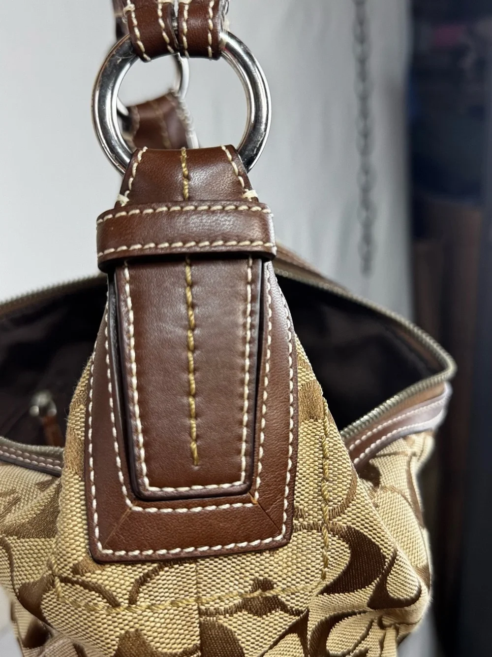 Vintage Coach Soho Signature Hobo Bag Canvas/Leather Brown 10074 Y2K